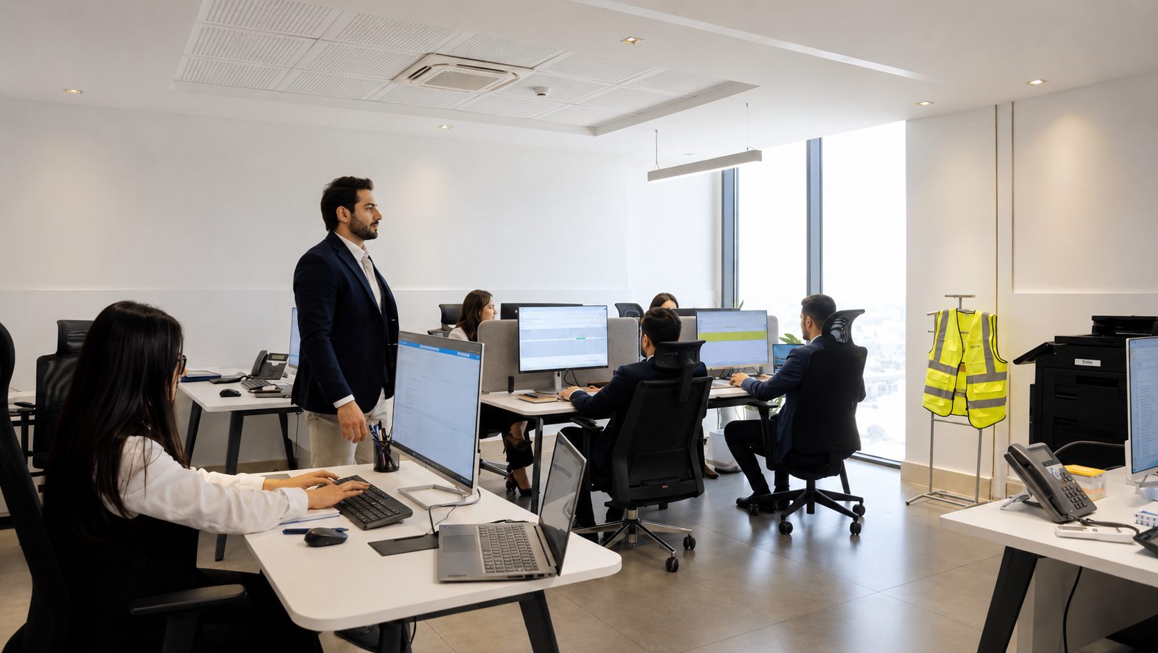 A Wataniya team member during a workplace meeting